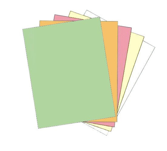8-1/2 x 11" Laser Carbonless 5 Part Paper, Reverse, Green, Gold, Pink, Canary & White