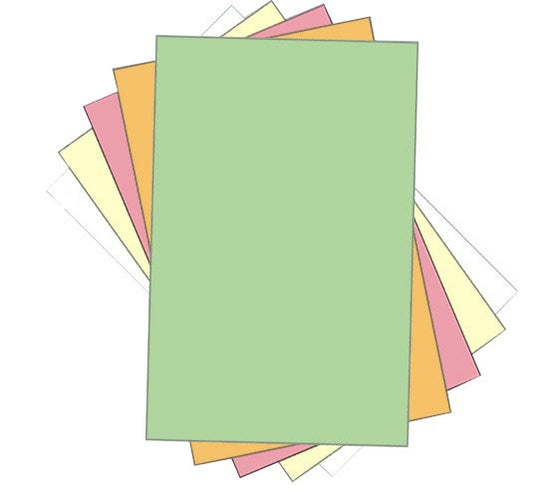 8-1/2 x 14" Laser Carbonless 5 Part Paper, Reverse, Green, Gold, Pink, Canary & White