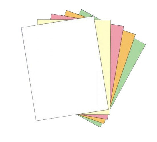 8-1/2 x 11" Laser Carbonless 5 Part Paper, Straight, White, Canary, Pink, Gold & Green