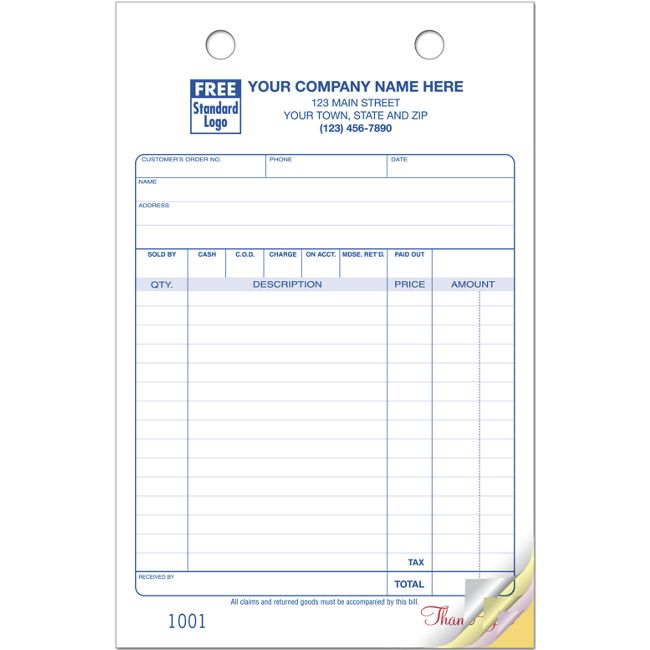 5-1/2 x 8-1/2" Multi-Purpose  Register Forms, Classic Design, Large Format Available in 2, 3 & 4 Parts