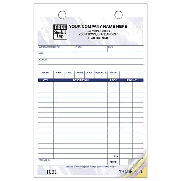 5-1/2 x 8-1/2'' Multi-Purpose Register Forms, Colors Design, Large Format. Available in 2, 3, or 4 parts.