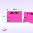 3" x 2" Fluorescent Pink Visitor Pass Labels