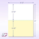 8-1/2 x 11" 20# Laser cut sheet, 1 Horizontal perf at 5-1/2" White & Canary
