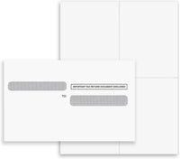 W-2 and 1099-R Forms Blank Paper 4-Up Version  for Laser and Ink Jet Printer (50 Forms & Self Seal Envelopes)