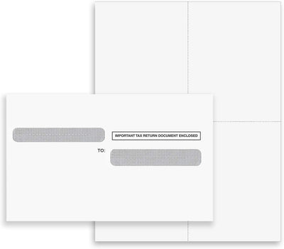 W-2 and 1099-R Forms Blank Paper 4-Up Version  for Laser and Ink Jet Printer (50 Forms & Self Seal Envelopes)