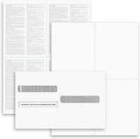 W-2 and 1099-R Forms Blank Paper 4-Up Version "Instructions on Back" for Laser and Ink Jet Printer (100 Forms & Self Seal Envelopes)