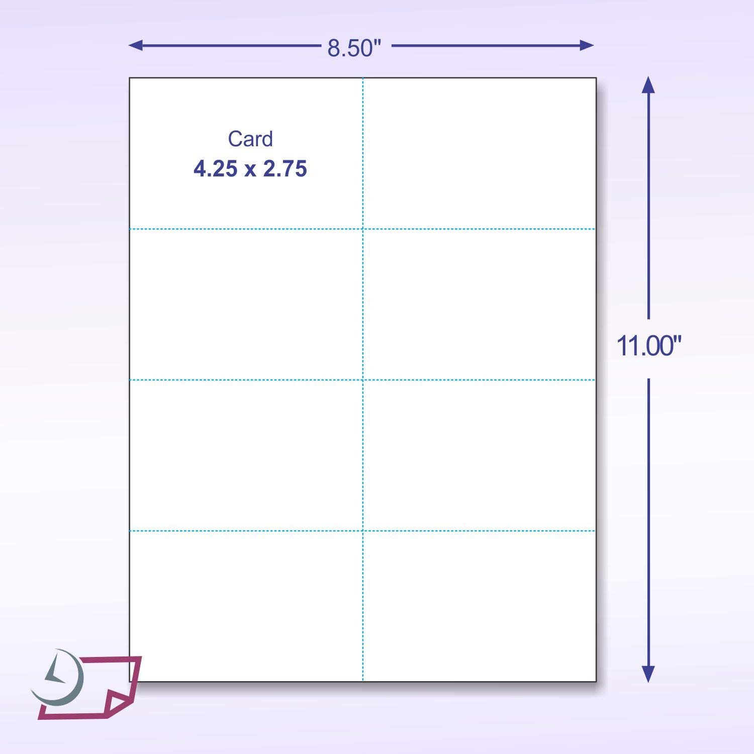 8-1/2 x 11  Laser Cards 8 Up - Extra Heavy - White