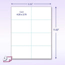 8-1/2 x 11  Laser Cards 8 Up - White