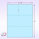 8-1/2 x 11" 20# Laser cut sheet, 2 Horizontal perf at 3-2/3" & 7-1/3" Blue