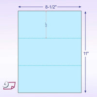8-1/2 x 11 20# Blue Paper 2 Horizontal Perforations @ 3-2/3 & 7-1/3 from bottom