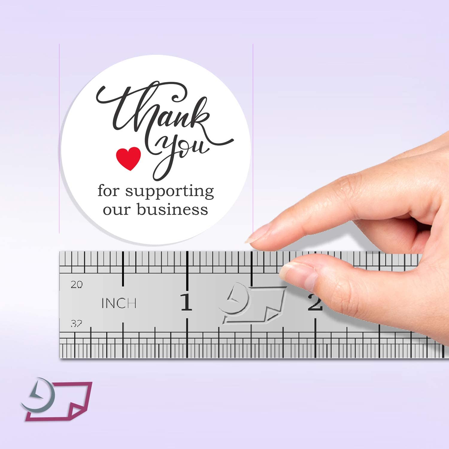 500 “Thank You for Supporting Our Business” Stickers. 1.5 inch Round. Printed in Black/Red Ink on White Gloss Paper.