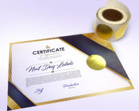 2" Round Seals Gold Metallic Certificate Wafer Seals Serrated Edge