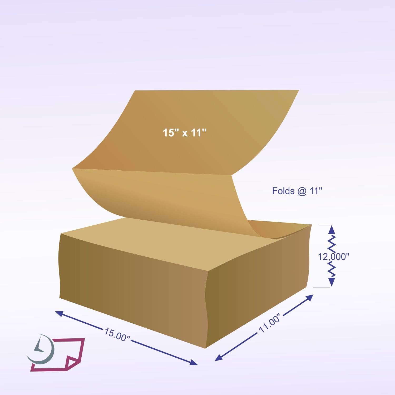 Void Fill Kraft Paper, Ideal for Packing, Case of 1000 Ft, 15" x 11", 30# Brown Paper, Fan-Folded, Compact, Eco-Friendly (15" x 1000")