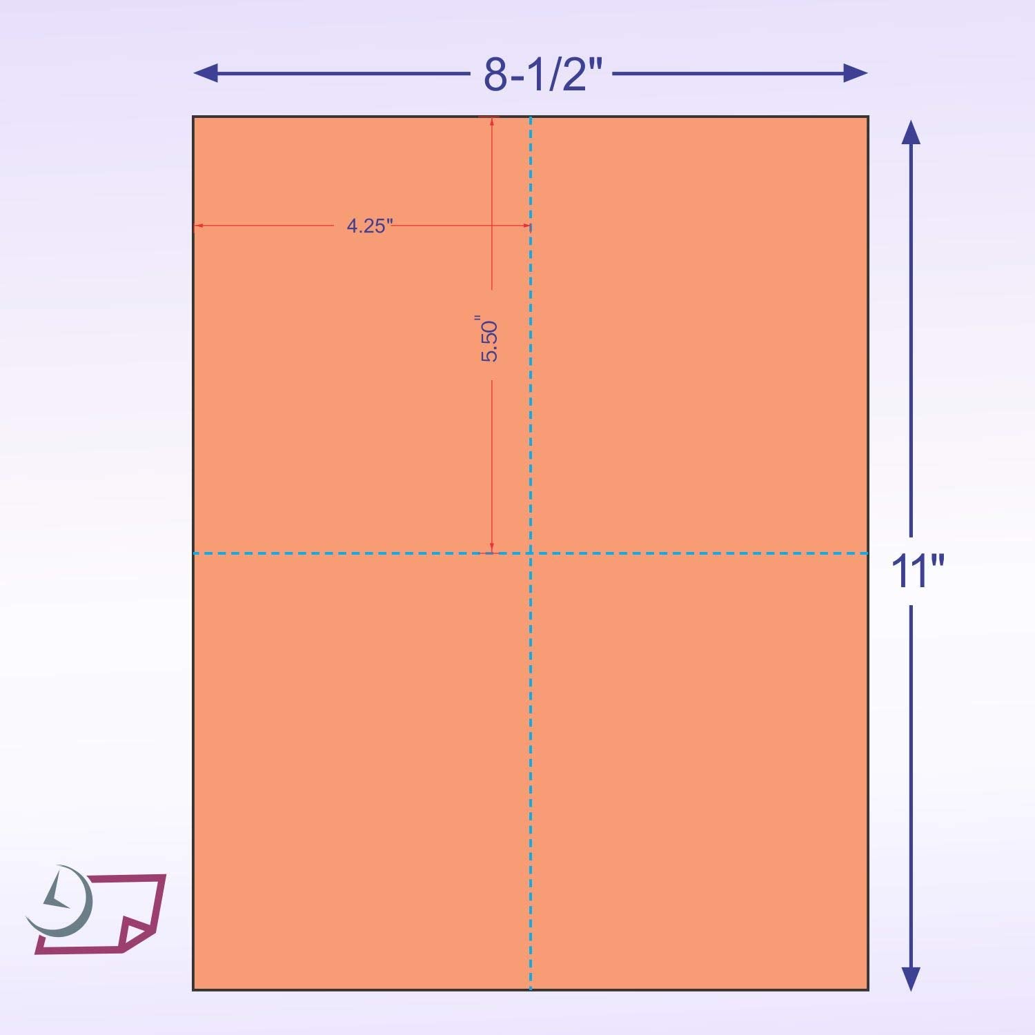 8-1/2 x11  Laser Cards  4 Up - Salmon