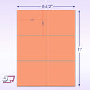 8-1/2 x11 Laser Cards 6 Up - Salmon