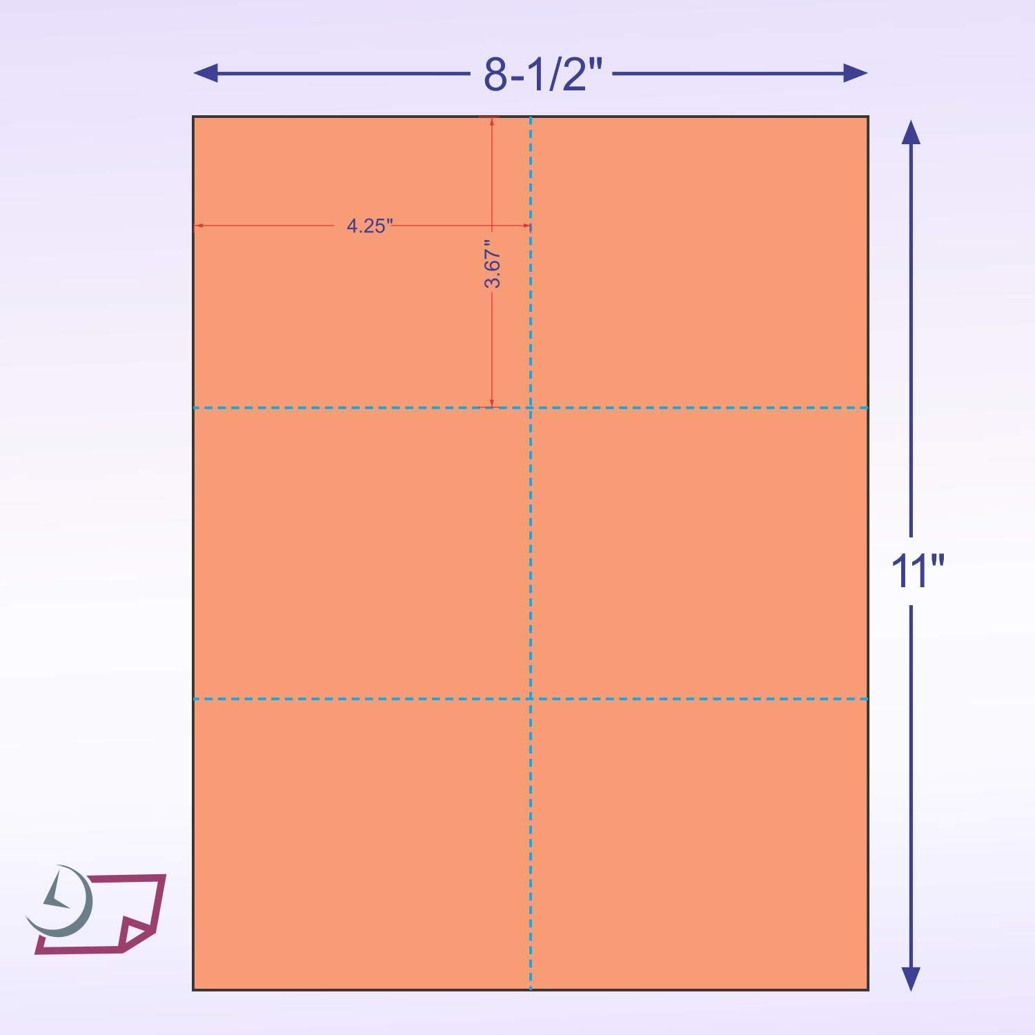 8-1/2 x11 Laser Cards 6 Up - Salmon