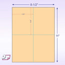 8-1/2 x 11" 100# Tag Laser Cards, 4 Up, 1 Horizontal perf & 1 Vertical Perf at the Center, Buff