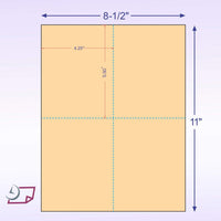 8-1/2 x 11" 100# Tag Laser Cards, 4 Up, 1 Horizontal perf & 1 Vertical Perf at the Center, Buff