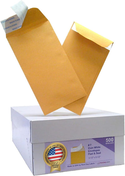 7 Coin Peel & Seal Envelope Brown Kraft