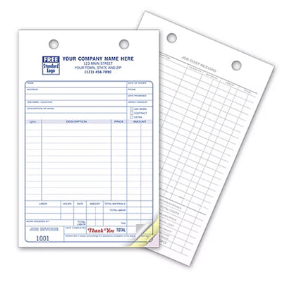 5-1/2 x 8-1/2" Work Order Register Forms, Large Classic, Available in 2 & 3 Part