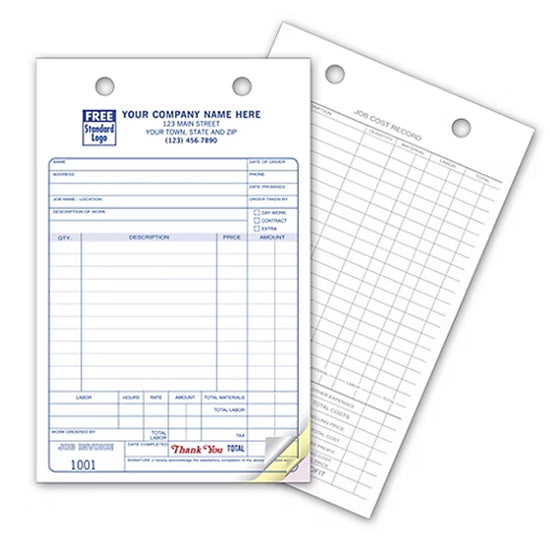 5-1/2 x 8-1/2" Work Order Register Forms, Large Classic, Available in 2 & 3 Part