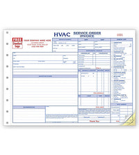HVAC Service Work Order,  Horizontal, Form and invoice