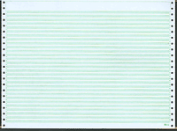 14-7/8 X 11" Pin Feed Paper 20# 8" Green Bar, 1 Part, No Side Perfs