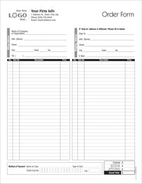 Order Entry Form, space for credit card info.,Style # 1