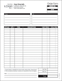 Multi Purpose Order Entry Form, Style #4