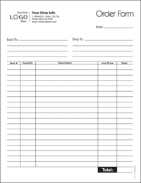 Multi Purpose Order Entry Form, Style #2