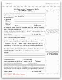 Pack of 100 Sets 3 Part Department of Transportation (DOT) Alcohol Testing Form