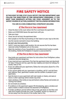 6x9" Fire Safety Notice White Vinyl Waterproof Self Adhesive Label, Pack of 10