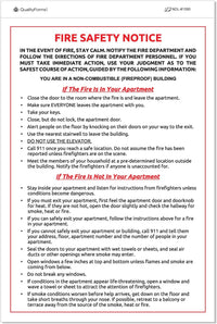 6x9" Fire Safety Notice White Vinyl Waterproof Self Adhesive Label, Pack of 10