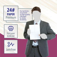 W-2 and 1099-R Forms Blank Paper 4-Up Version "Instructions on Back" for Laser and Ink Jet Printer (100 Forms & Self Seal Envelopes)