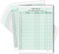 8-1/2 x 11" Patient Sign In Form, 2-Part NCR Carbonless, Green