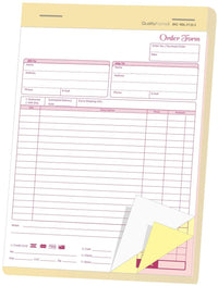 8-1/2 x 11" Order Forms, 3 Part Carbonless, White, Canary & Pink