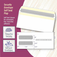 2025 3-Up W-2 Tax Forms (100 Sheets & Self Seal Envelopes) for Laser or Inkjet, Instructions Printed on The Back.