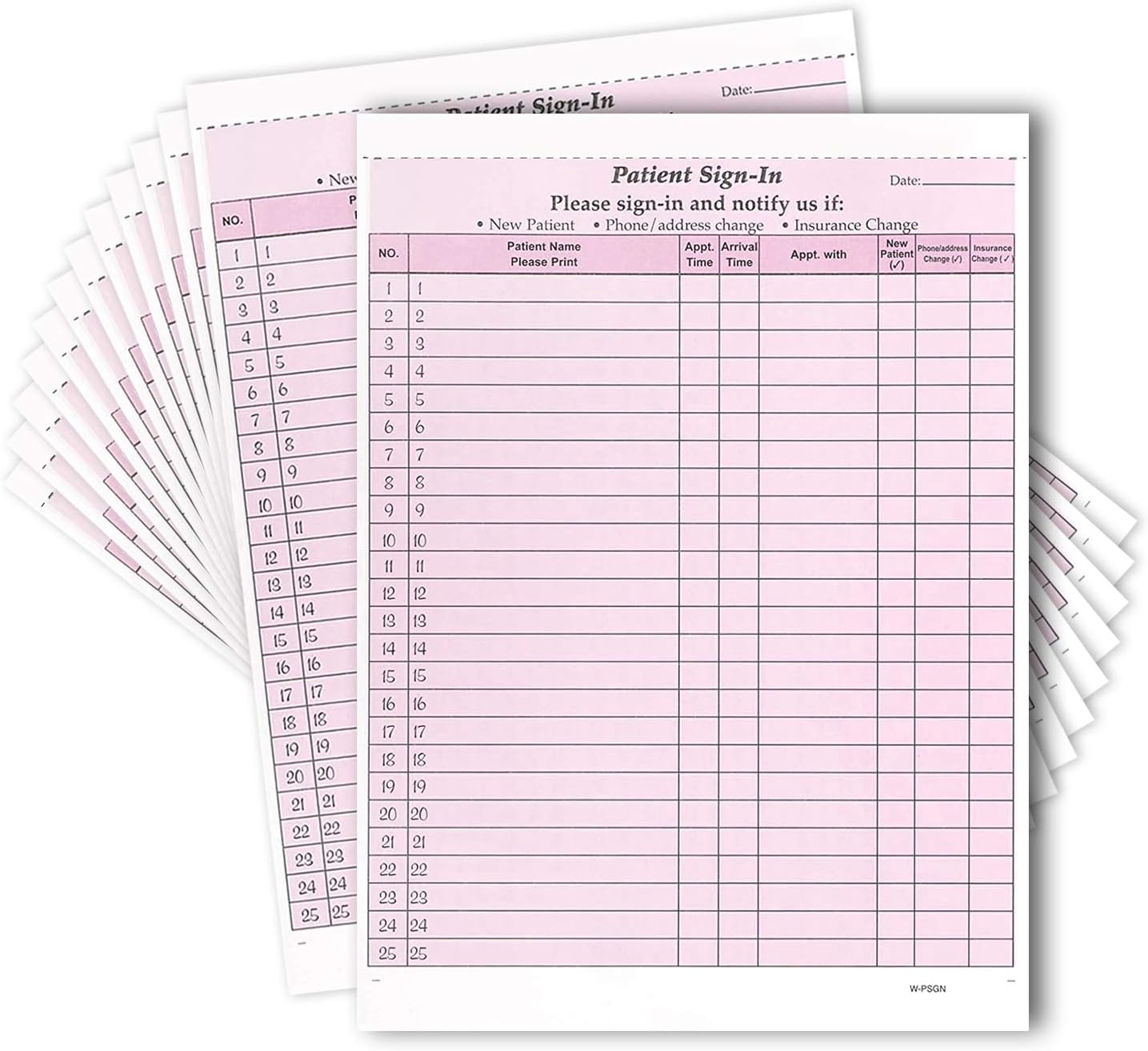 8-1/2 x 11" Patient Sign In Form, 2-Part NCR Carbonless, Burgundy