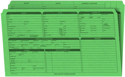 Real Estate Listing Folder, Right Panel List, Legal Size, Green