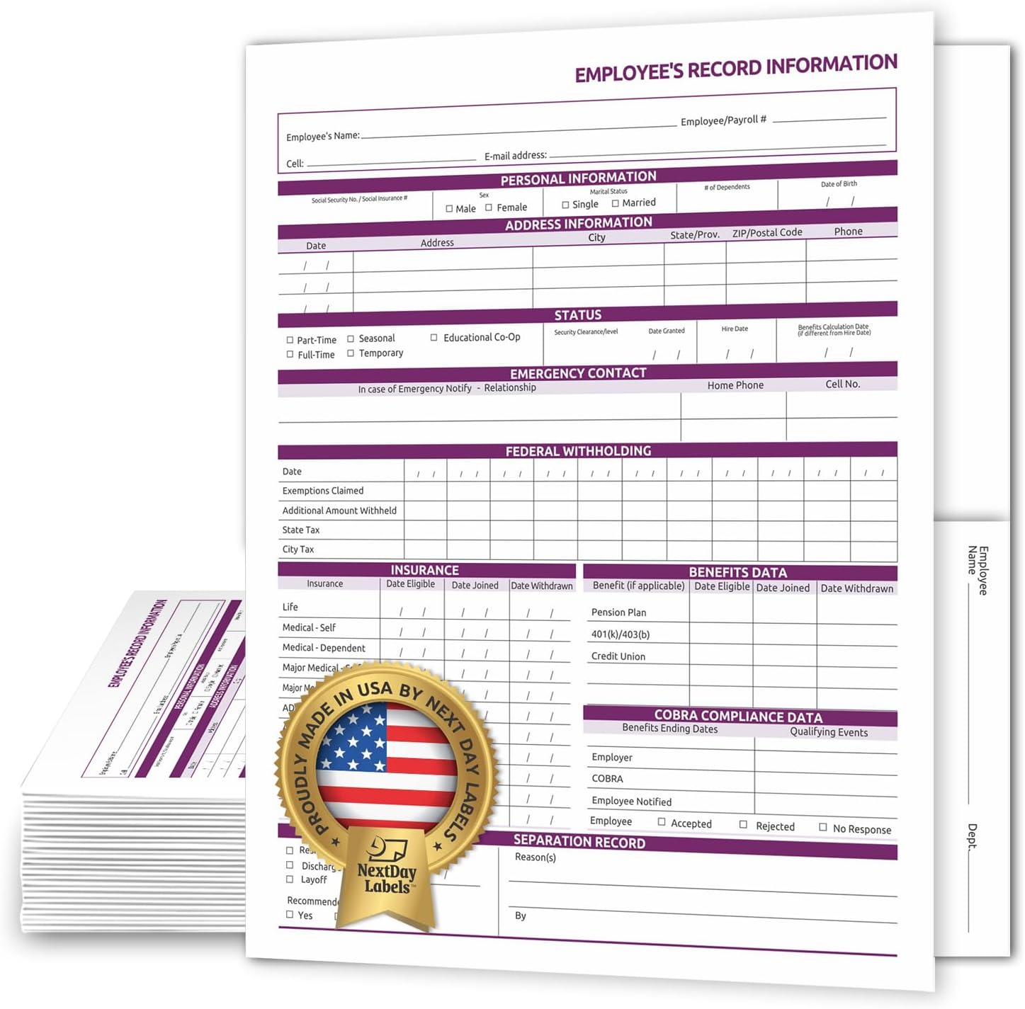 Employee Record Folders 9.5 x 11.5