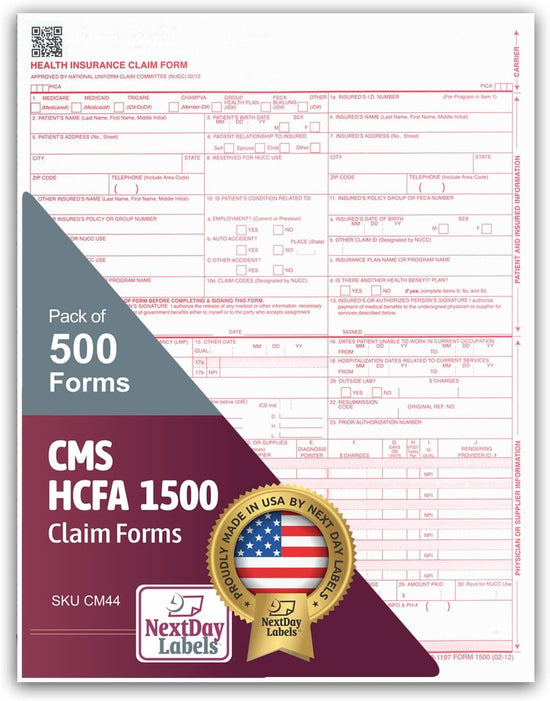 8-1/2" x11" CMS HCFA 1500, Laser Format