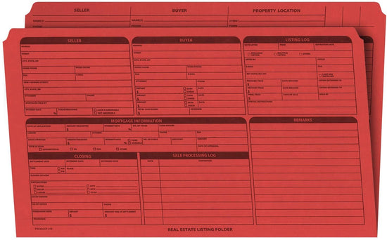 Real Estate Listing Folder, Right Panel List, Legal Size, Red