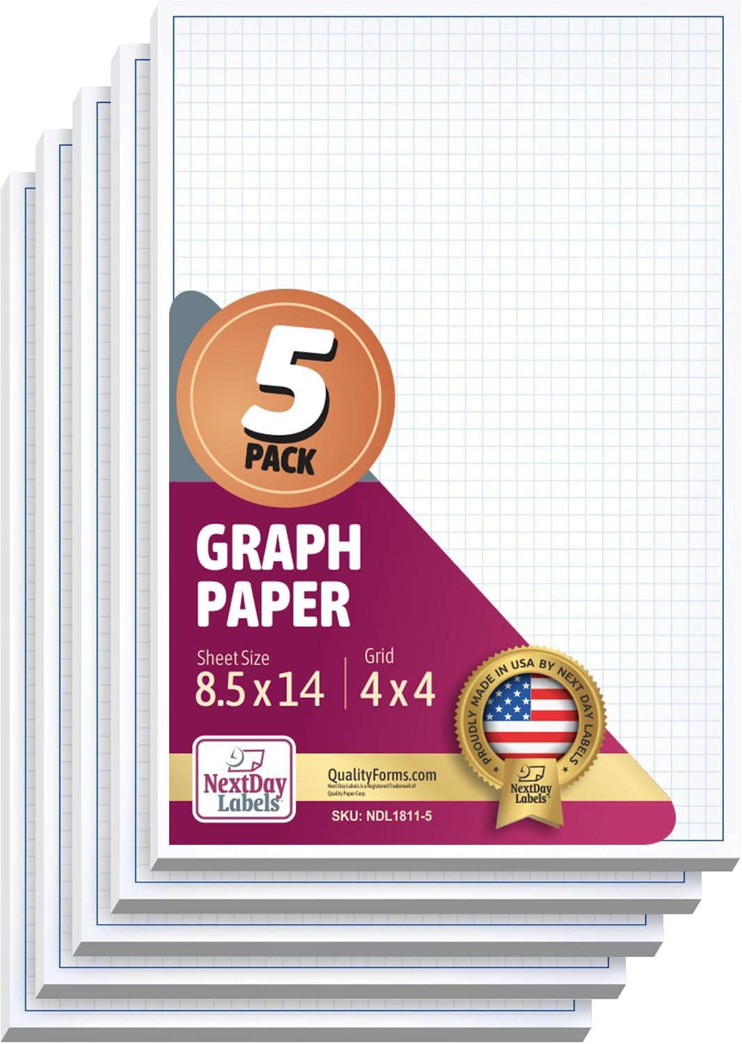 8-1/2 x 14" Quadrille Graph Paper Pad