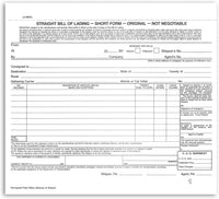 Short Form, Straight Bill of Lading, Blank NO Company Imprint