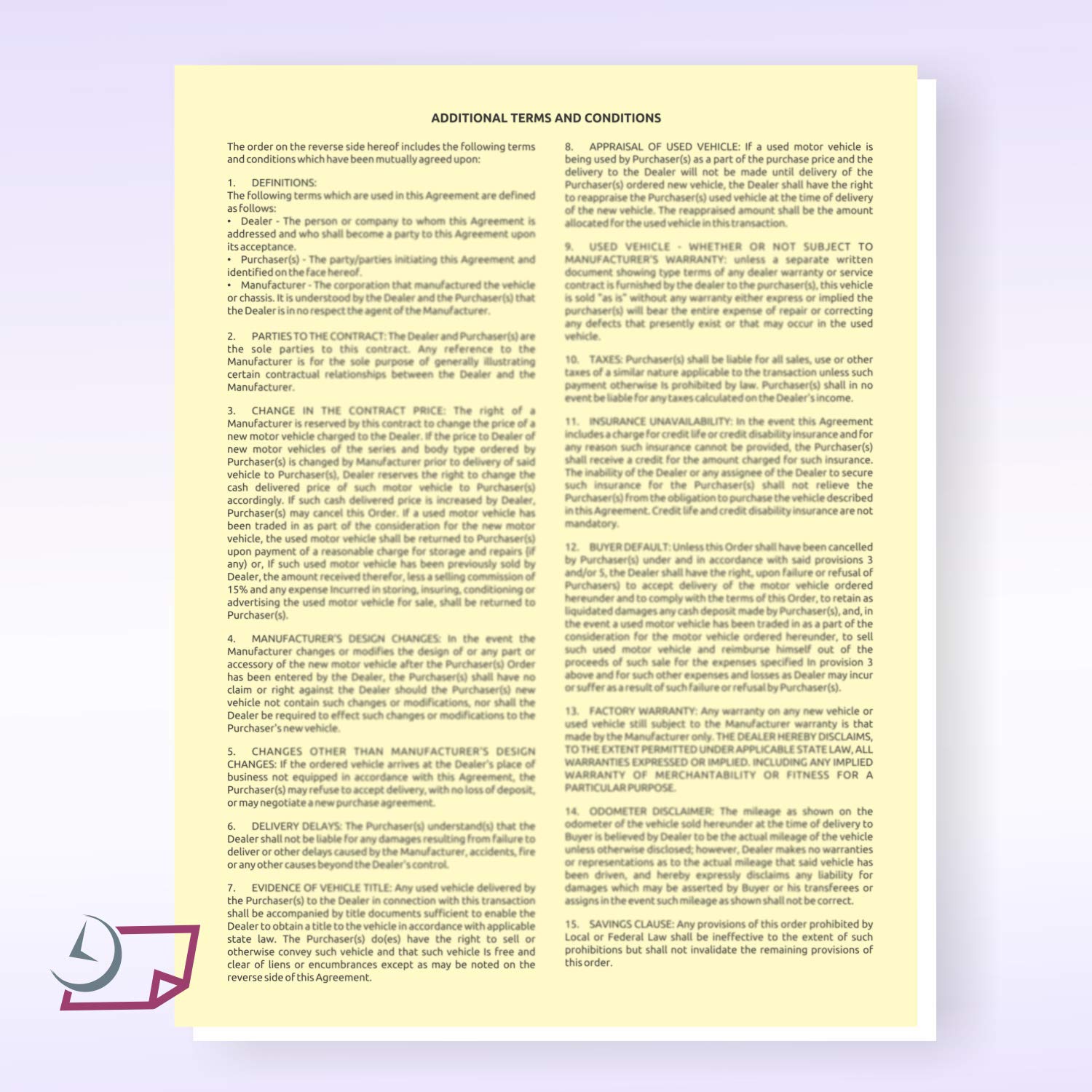 Vehicle Purchase Agreement Form
