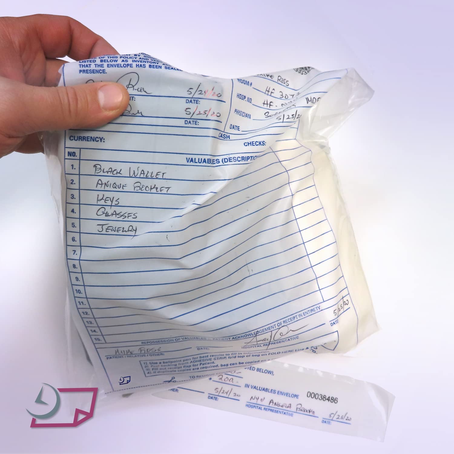 10 x 13 Patient Valuables Bags, Tamper Evident, Sequentially Numbered