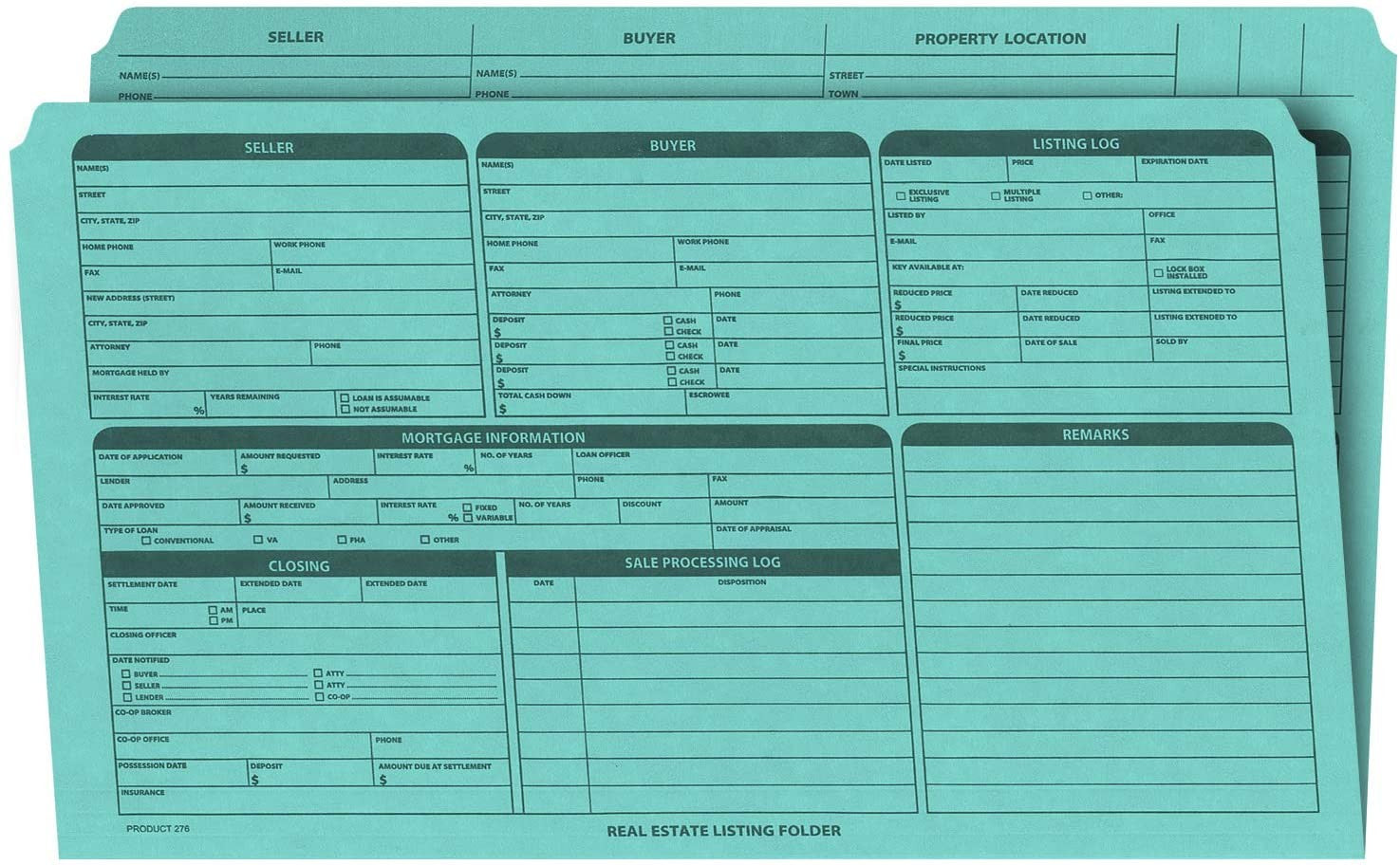 Real Estate Listing Folder, Right Panel List, Legal Size, Blue