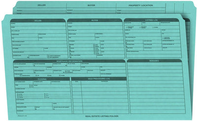Real Estate Listing Folder, Right Panel List, Legal Size, Blue