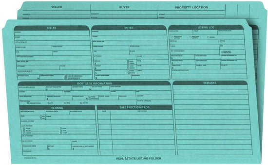 Real Estate Listing Folder, Right Panel List, Legal Size, Blue