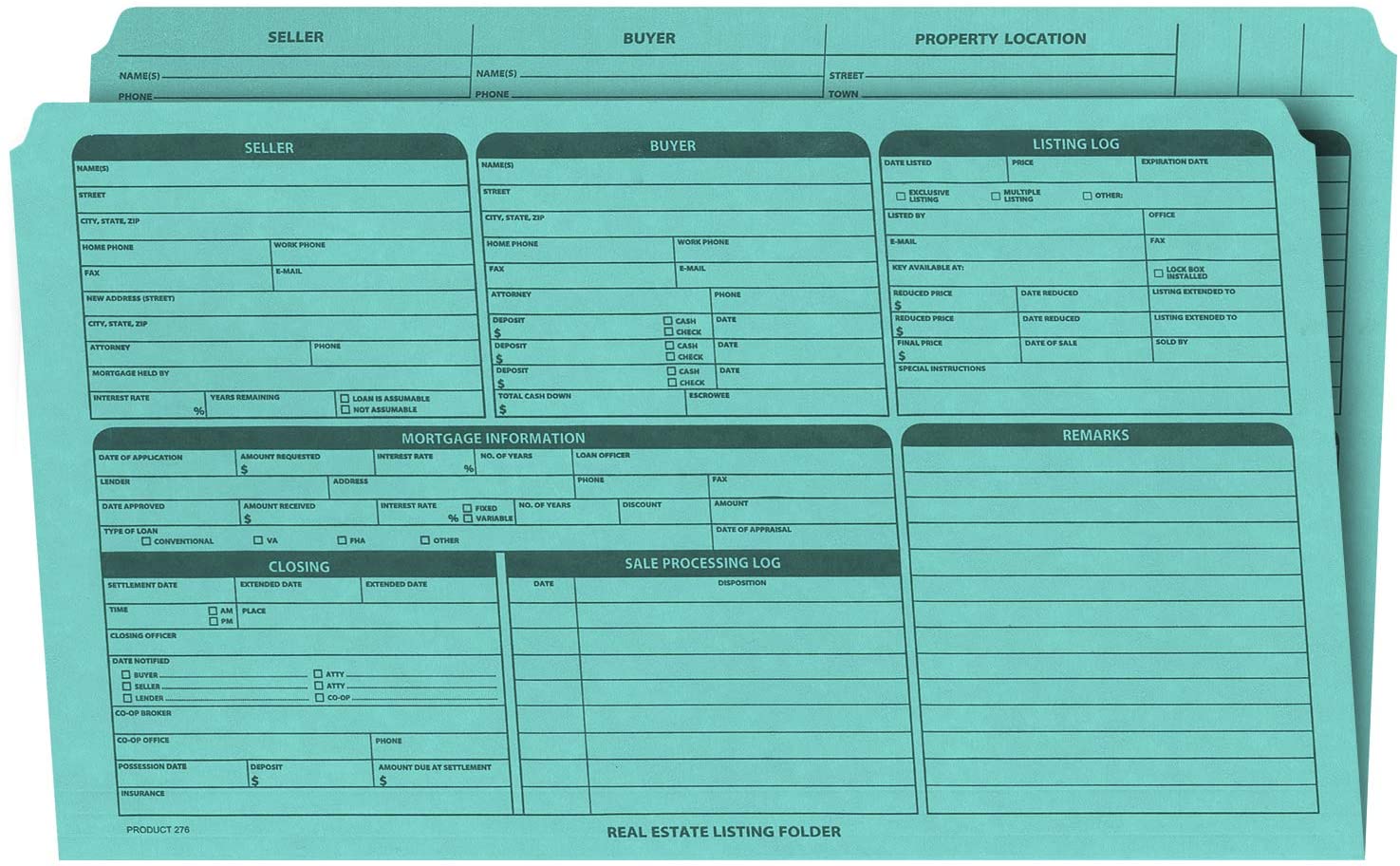 Real Estate Folder, Right Panel List, Legal Size, Blue
